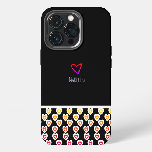 Simple Heart Pattern Repeat Border Rainbow iPhone Case (Back)