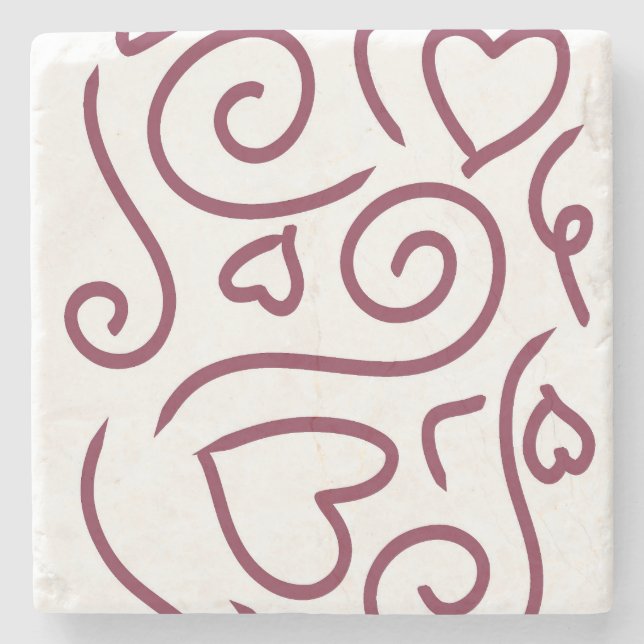 Simple Heart Pattern Stone Coaster (Front)