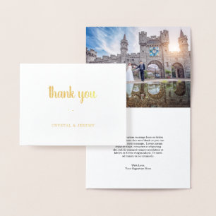 Simple Heart Photo Modern Elegant Wedding Foil Card