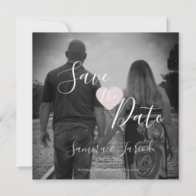 Simple Heart Pink Photo Save the Date Magnet (Front)