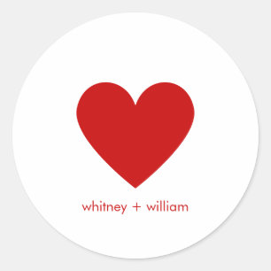 Simple Heart Red Modern Love Minimalist Chic Classic Round Sticker