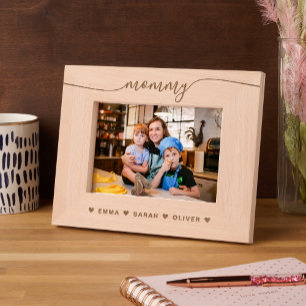 Simple Heart Script Mommy Mom Laser Etched Frames