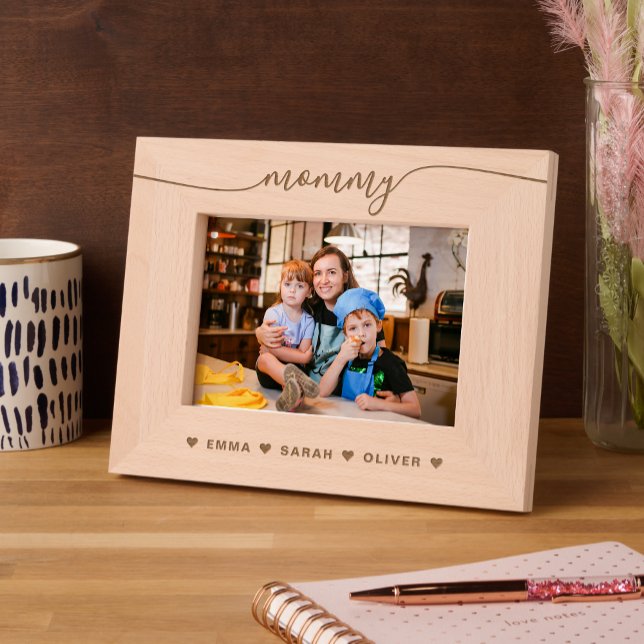 Simple Heart Script Mommy Mom Laser Etched Frames (Creator Uploaded)