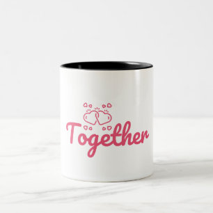 Simple Heart Together Forever Couple  Two-Tone Coffee Mug