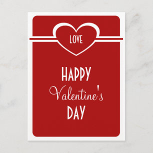 Simple Heart Valentine's Day Postcard, Deep Red Holiday Postcard