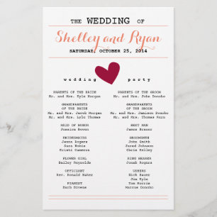 Simple Heart Wedding Program