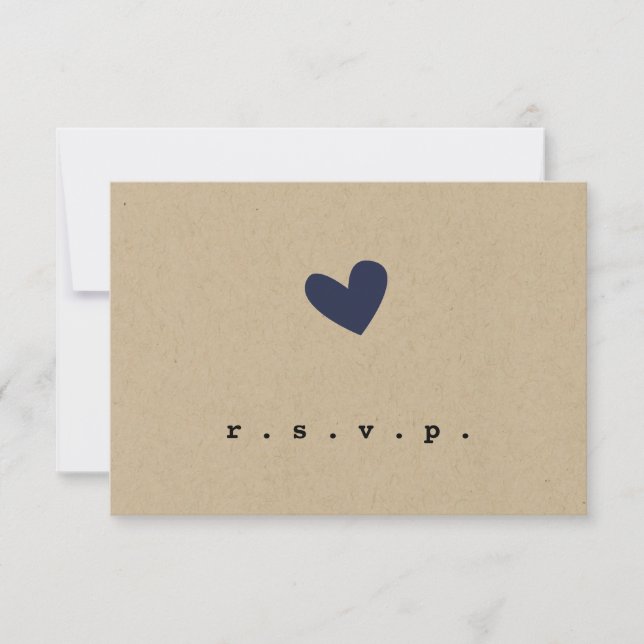 Simple Heart Wedding RSVP Card (Front)