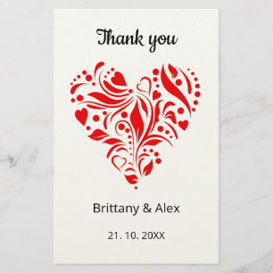 Simple Heart Wedding Thank You Card – Customizable