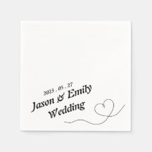 Simple Heart With Name Wedding Napkins