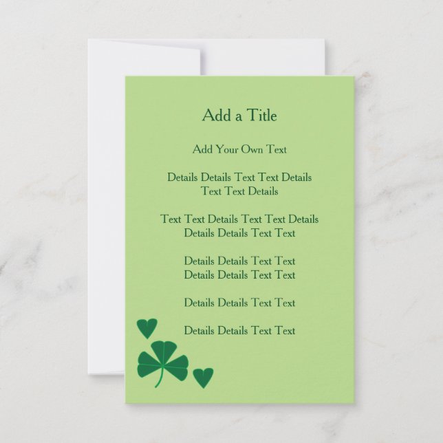 Simple Hearts and Shamrock Green Invite (Front)