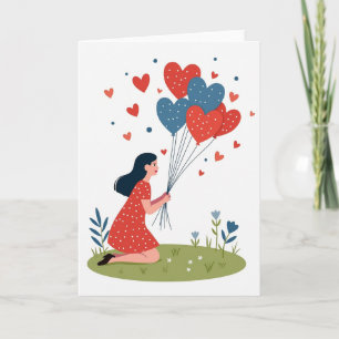 Simple Hearts Balloons Card