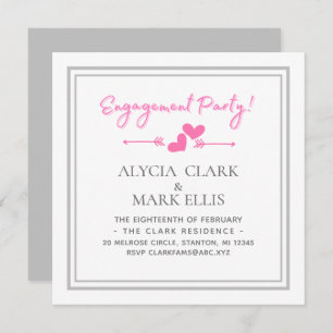 Simple Hearts Engagement Party Invitation