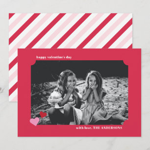 Simple Hearts Ticket Frame Valentine's Photo Card