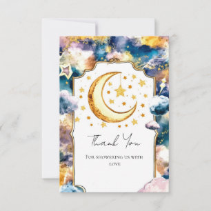 Simple Heavenly Star Celestial Baby Shower Thank You Card
