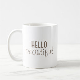 Simple Hello Beautiful Typography Coffee Mug