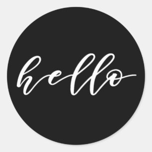 Simple Hello Design in Beautiful Typography Script Classic Round Sticker