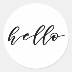 Simple Hello Design in Beautiful Typography Script Classic Round Sticker