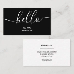 Simple Hello Elegant Minimalist Professional Black Business Card