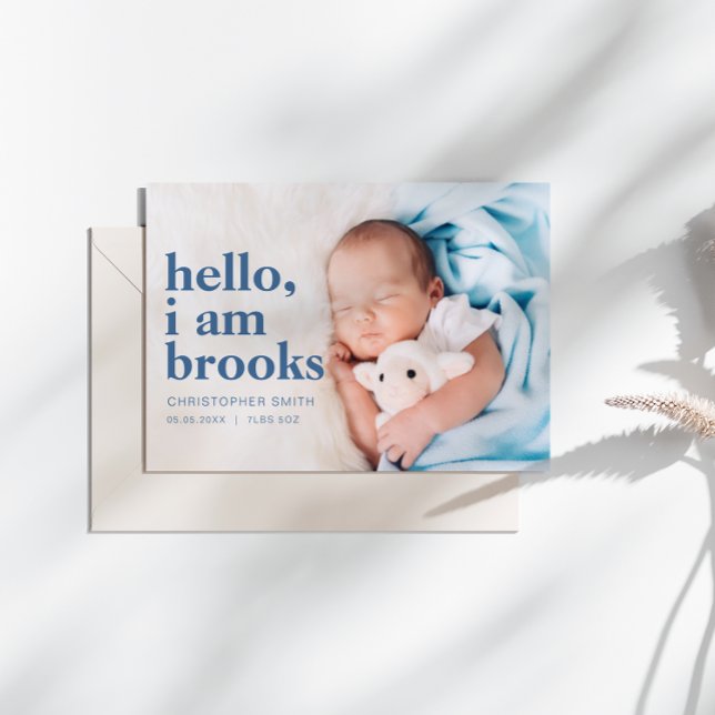 Simple Hello I Am Birth Announcement Card (Creator Uploaded)