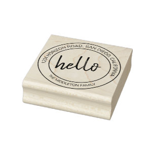 Simple Hello Message Modern Family Rubber Stamp