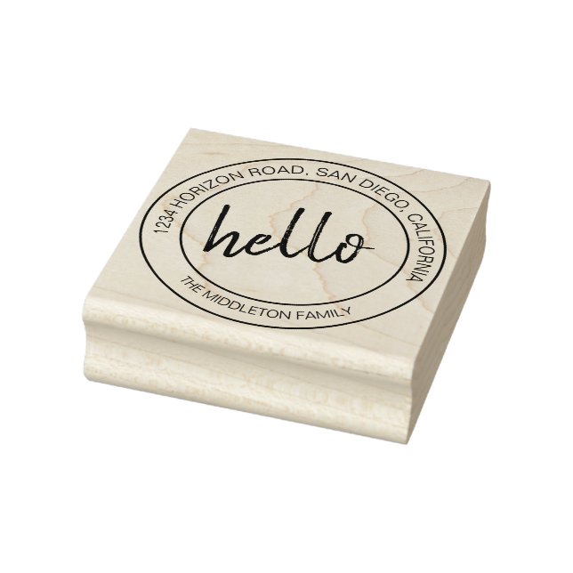 Simple Hello  Message Modern Family Rubber Stamp (Stamp)