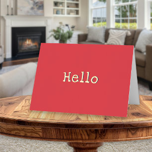 Simple Hello Modern Minimalist Red Foil Greeting Card