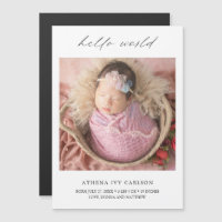 Simple Hello World Photo Birth Announcement