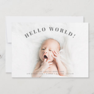 Simple Hello World Photo Polka Birth Announcement