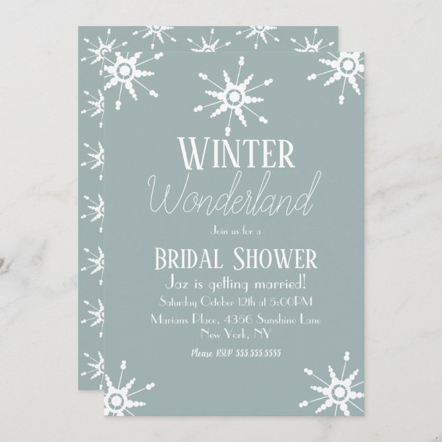 Simple hiver Snowflakes Invitation nuptiale douche (Devant / Derrière)