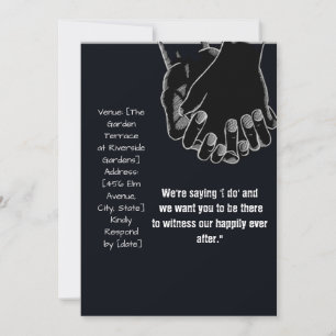 simple hold hands vector black wedding Invitation
