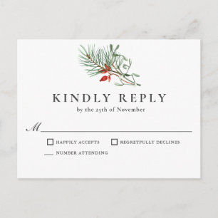 Simple Holiday Botanical Response  Postcard