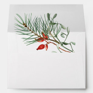 Simple Holiday Botanical Wedding Envelope