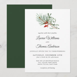 Simple Holiday Botanical Wedding Invitation