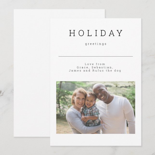 Simple Holiday Greetings Photo Personalized Card (Front/Back)