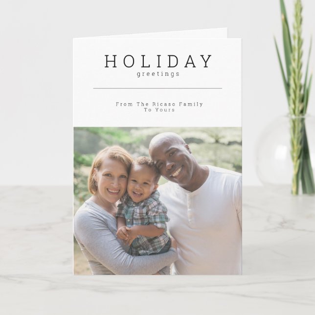 Simple Holiday Greetings Photo Personalized Card (Front)