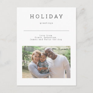 Simple Holiday Greetings Photo Personalized Postcard