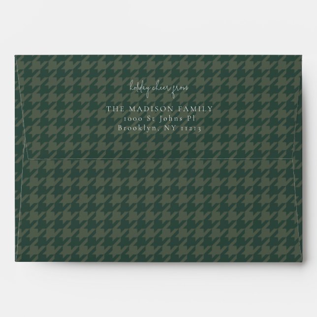 Simple Holiday houndstooth Green personalized  Envelope (Back (Top Flap))