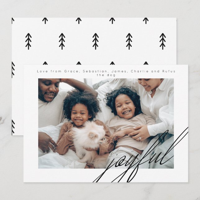 Simple Holiday Joyful Photo Personalized Card (Front/Back)