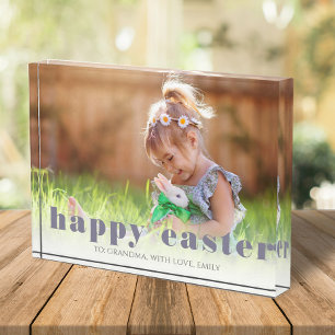 Simple Holiday Minimalist Happy Easter Spring Photo Block