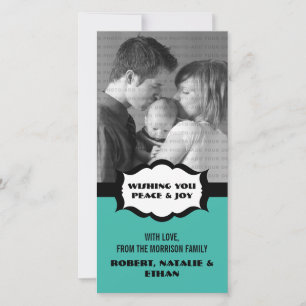 Simple Holiday Photo Card, Aqua Card