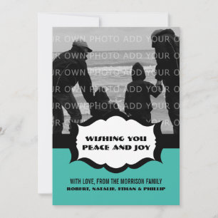 Simple Holiday Photo Flat Card, Aqua Card