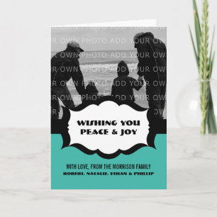 Simple Holiday Photo Greeting Card, Aqua Card