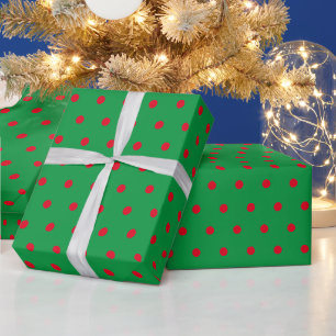Simple Holiday Polka Dot Red and Green Wrapping Paper