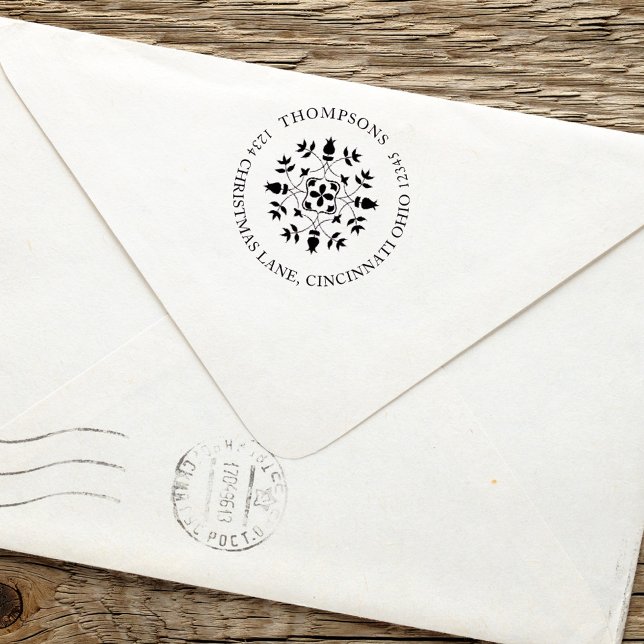 Simple Holiday Return Address Snowflake Elegant  Self-inking Stamp (Simple holiday snowflake emblem return address self inking stamp.)