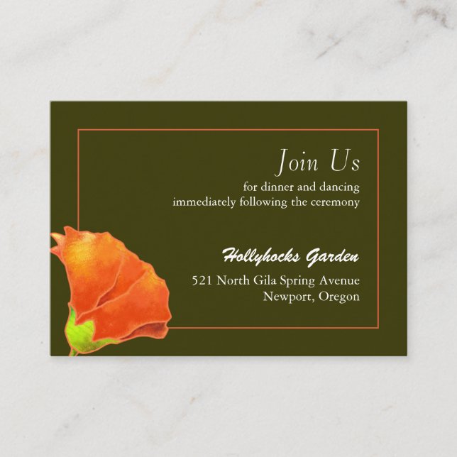 Simple Hollyhock Wedding Reception Enclosure Card (Front)