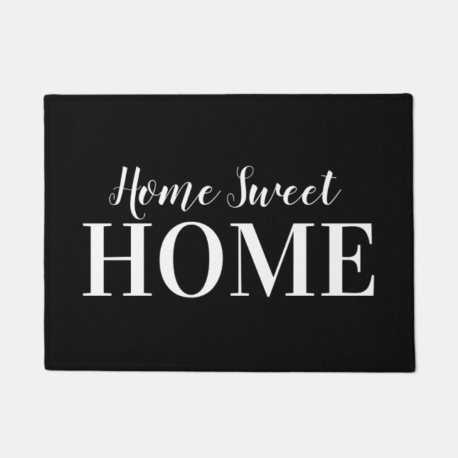 Simple Home Sweet Home Typography Black Doormat (Front)