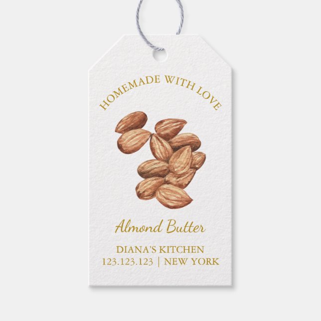 Simple Homemade Almond Butter Hang Tag l White (Front)