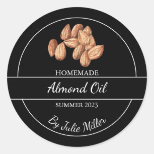 Simple Homemade Almond Oil Label   Black