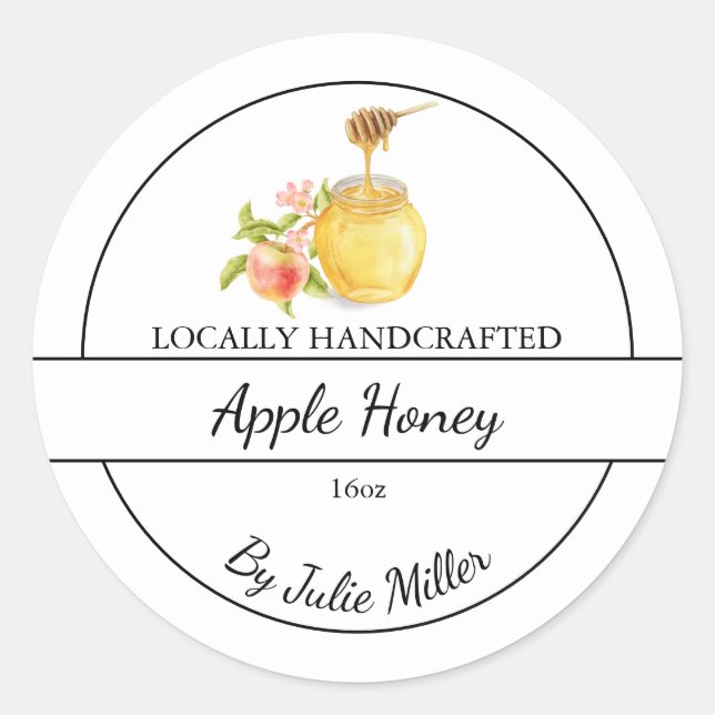 Simple Homemade Apple infused Honey Label (Front)