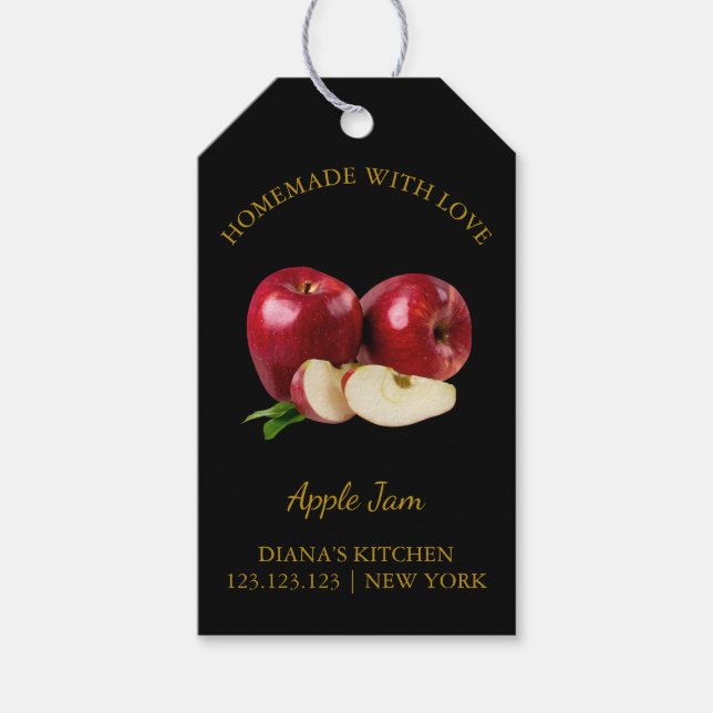Simple Homemade Apple Jam Hang Tag l Black (Front)